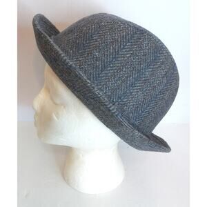 Vintage SI Mens Hat Fedora Gray Herrringbone Size XL
